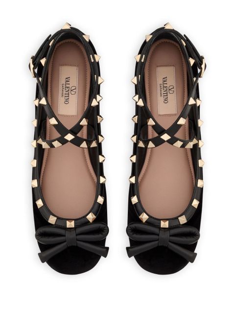 Valentino Garavani Rockstud velvet ballet flats - Black