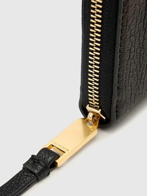 AllSaints portfel skórzany TRAVEL damski kolor czarny W277XD