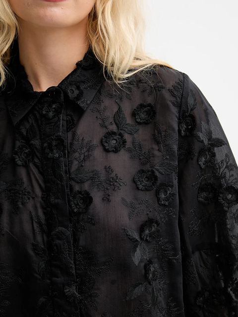 MUNTHE koszula PUST damska kolor czarny regular z kołnierzykiem klasycznym 252101725225