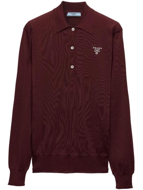 Prada embroidered-logo silk polo shirt - zdjęcie produktu nr 1