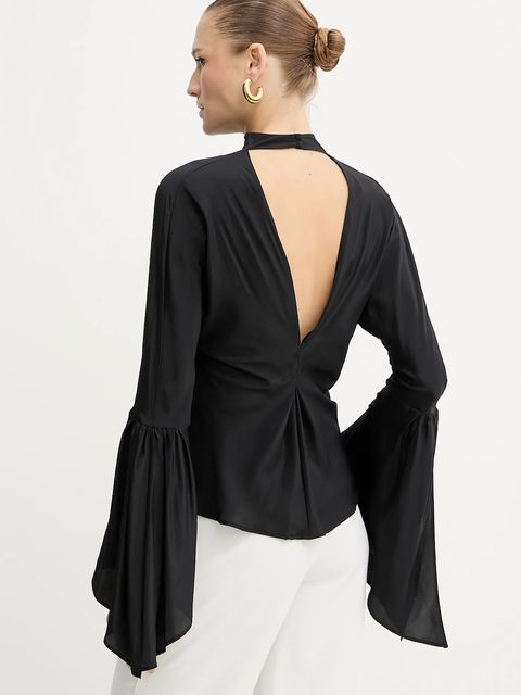 Pinko bluzka z jedwabiem damska kolor czarny gładka 105625 A2S9