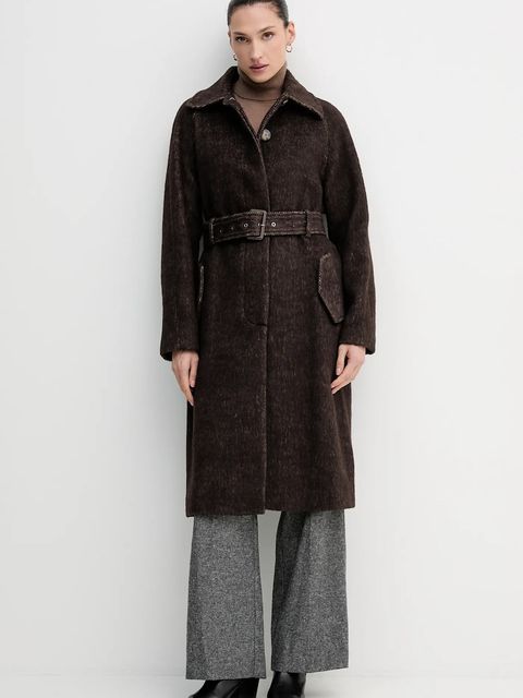 Sisley płaszcz z dodatkiem wełny kolor brązowy 21FKLN06C - zdjęcie produktu nr 2