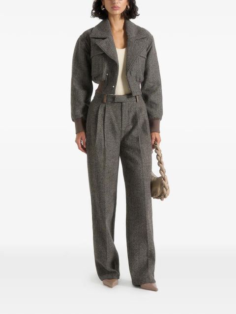 Manière De Voir Cosette herringbone bomber jacket - Grey - zdjęcie produktu nr 2