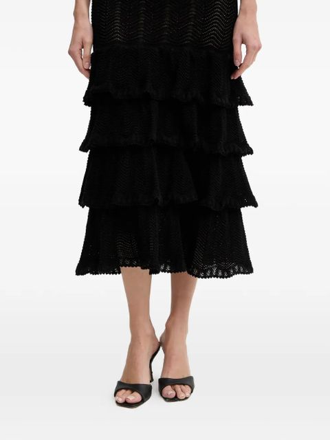 TWINSET tiered pointelle-knit dress - Black