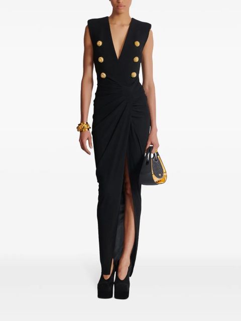 Balmain tailored crepe long dress - Black