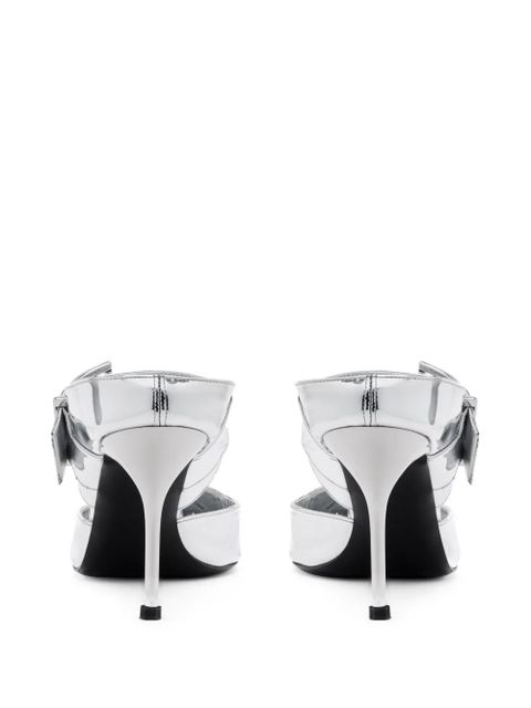 Alexander McQueen Punk 90mm buckled metallic mules - Silver