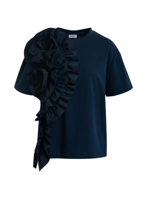 Essentiel Antwerp ruffled-detail floral-detail T-shirt - Blue - zdjęcie produktu nr 1