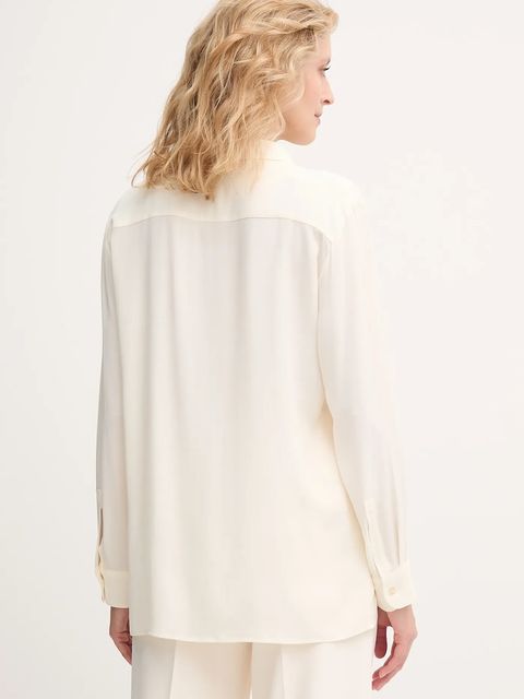 Marella koszula z jedwabiem kolor beżowy relaxed z kołnierzykiem klasycznym 2523116071200 - zdjęcie produktu nr 2