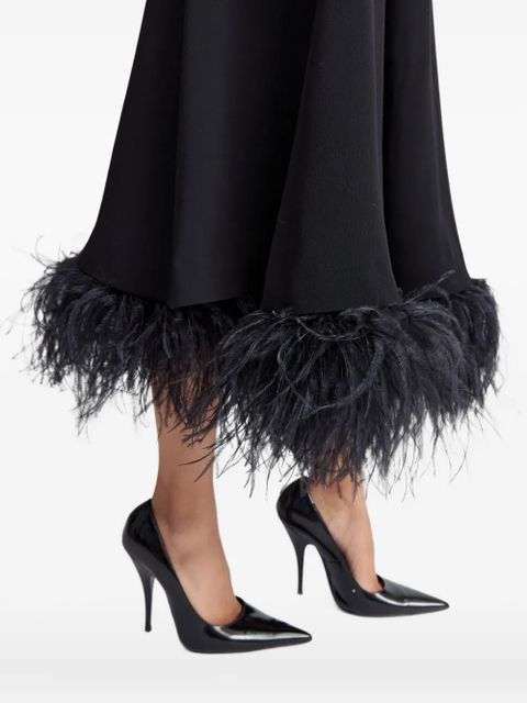 16Arlington Gioele feather-trim midi dress - Black
