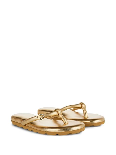 Gianvito Rossi knotted logo-detail leather sandals - Gold - zdjęcie produktu nr 2