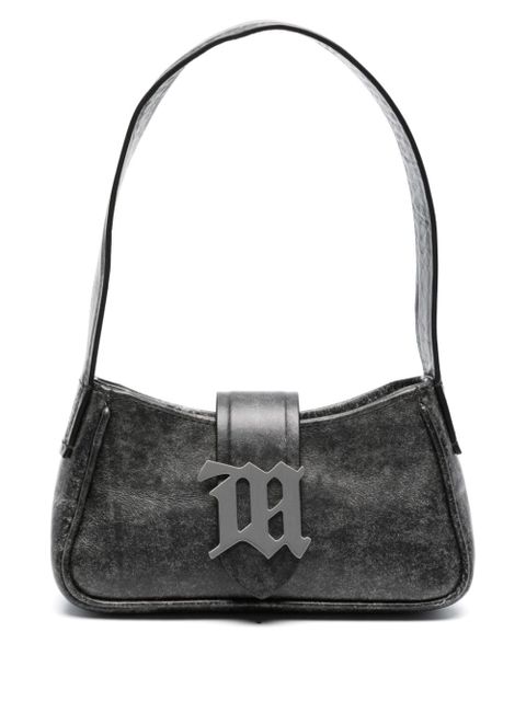 MISBHV cracked-effect leather shoulder bag - Grey