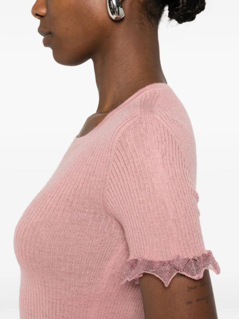 Blumarine crew-neck ruffled T-shirt - Pink