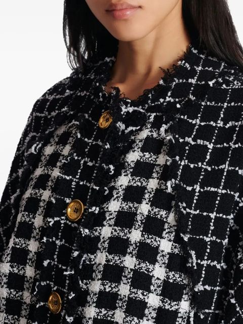 Balmain tweed button bomber jacket - Black