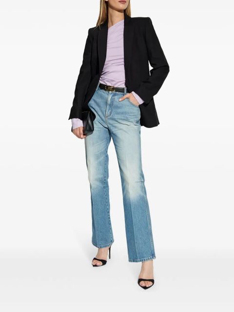 Victoria Beckham asymmetric-neck ruched top - Purple