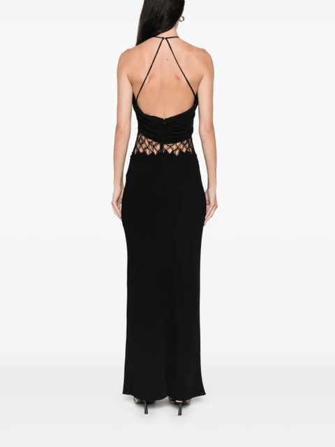 Christopher Esber net-detail silk maxi dress - Black