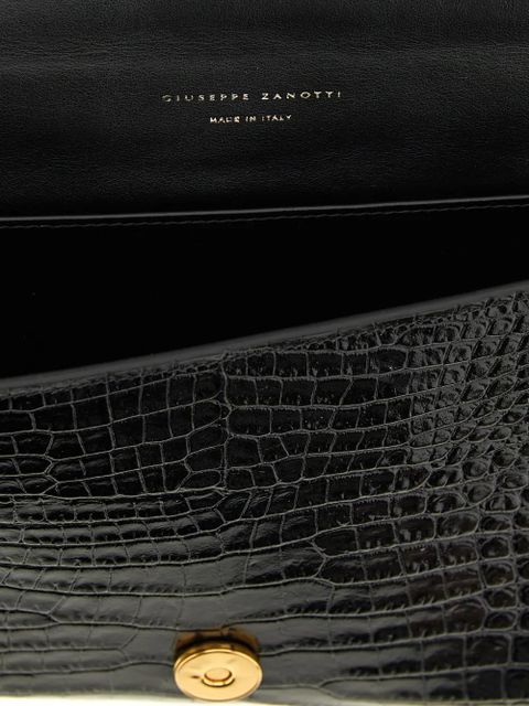 Giuseppe Zanotti croc-print chain envelope clutch bag - Black