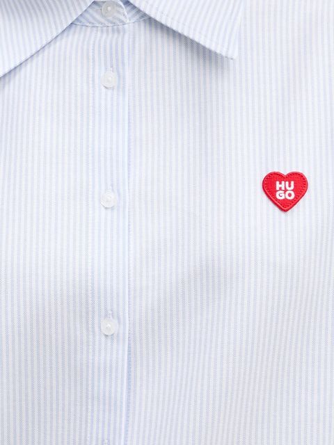 HUGO koszula bawełniana Erselia damska kolor niebieski regular z kołnierzykiem klasycznym 50556370