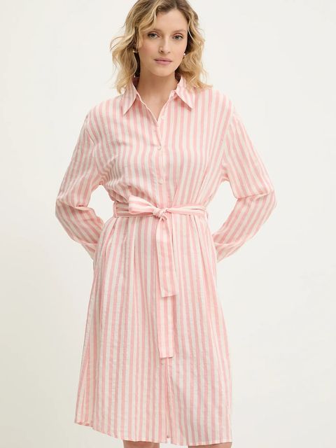 Answear.LAB sukienka z domieszką jedwabiu kolor różowy mini prosta - zdjęcie produktu nr 1