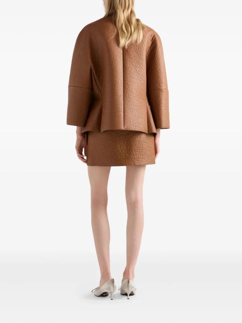 Prada scarf-detail leather jacket - Brown