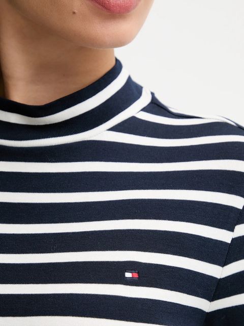 Tommy Hilfiger longsleeve bawełniany kolor granatowy z półgolfem WW0WW47307