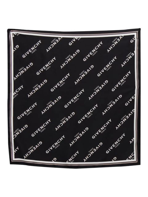Givenchy logo-pattern silk scarf - Black