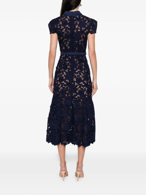 Self-Portrait guipure-lace midi dress - Blue
