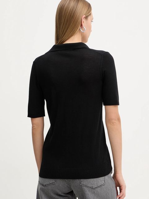 Simona Corsellini polo wełniane damski kolor czarny A25CPMGE0501 - zdjęcie produktu nr 2