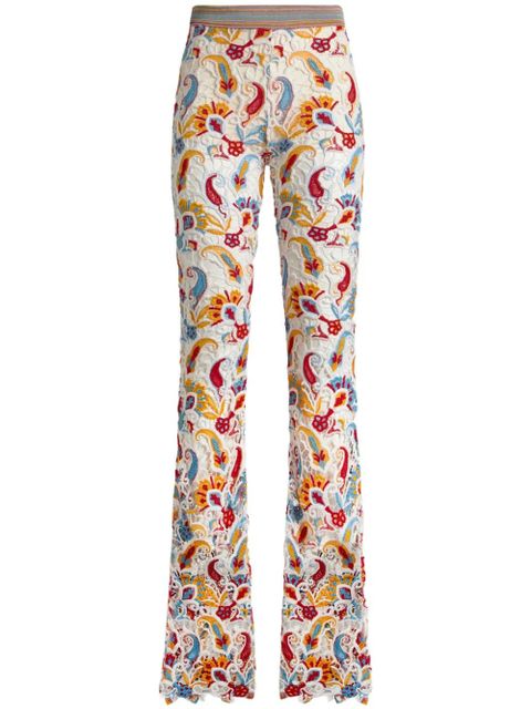 ETRO paisley-macramé flared trousers - White - zdjęcie produktu nr 1