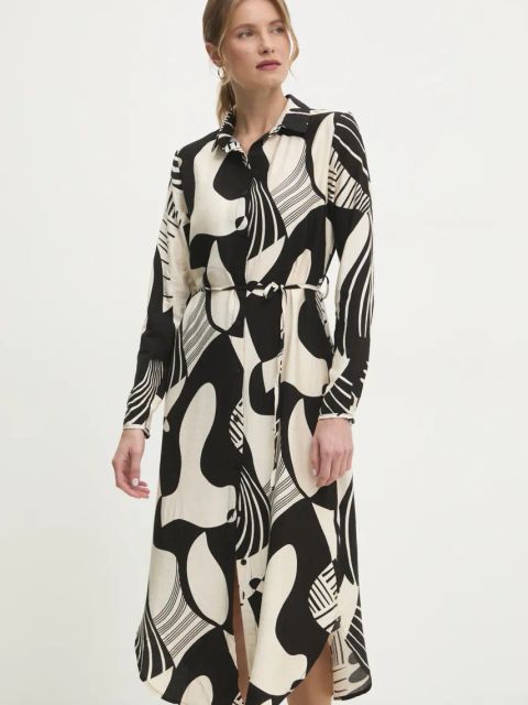 Answear.LAB sukienka kolor czarny midi prosta