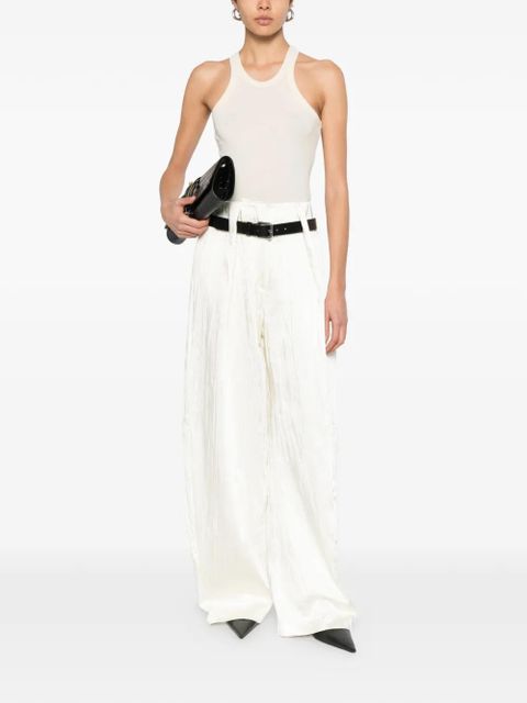 Sportmax belted textured palazzo pants - White - zdjęcie produktu nr 2