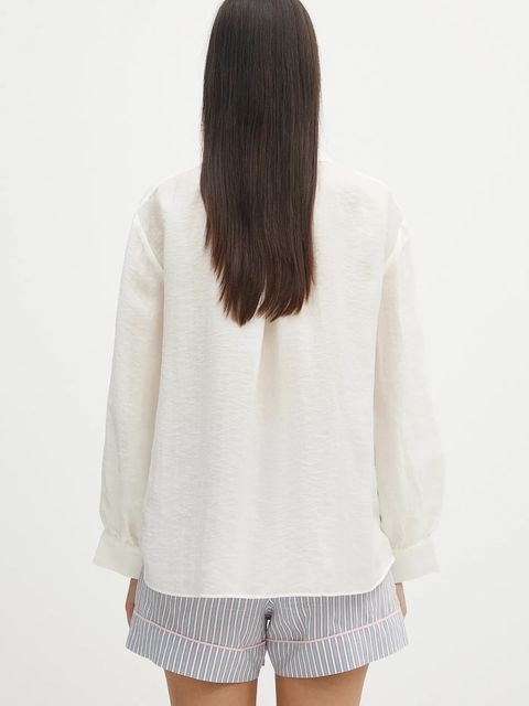 Samsoe Samsoe koszula Sathistle damska kolor beżowy relaxed z kołnierzykiem klasycznym F25100022