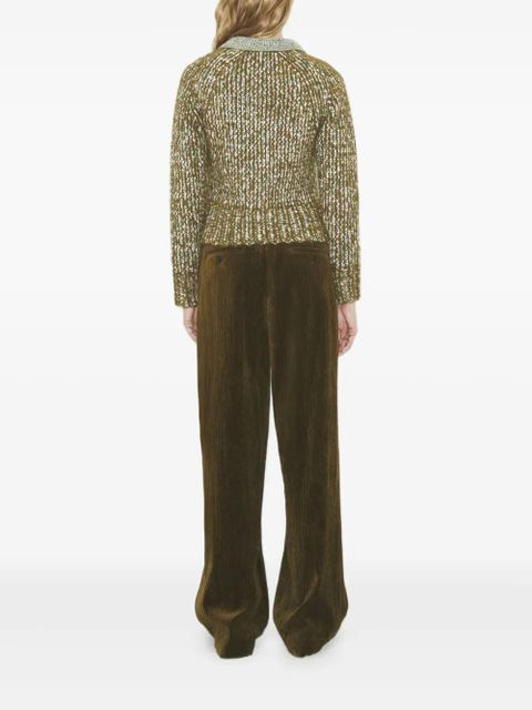 Tory Burch contrasting-collar sweater - Green