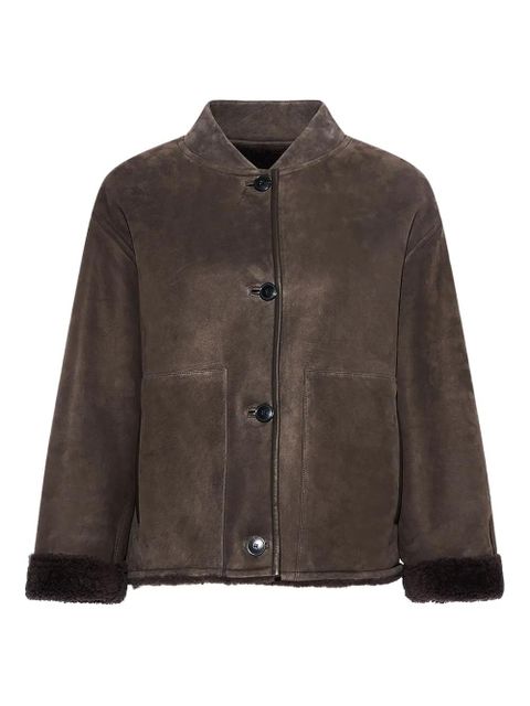 Yves Salomon suede shearling varsity jacket - Grey - zdjęcie produktu nr 1