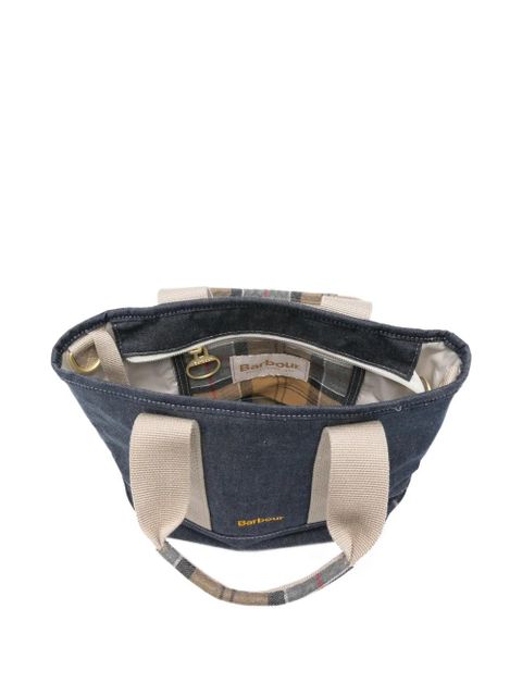 Barbour mini Mya tartan-detail denim tote bag - Blue
