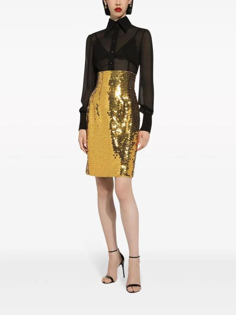 Dolce & Gabbana sequin-embellished high-waisted skirt - Yellow - zdjęcie produktu nr 2