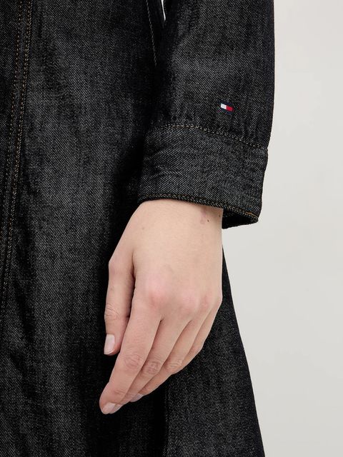 Tommy Hilfiger sukienka jeansowa kolor granatowy midi rozkloszowana WW0WW48520