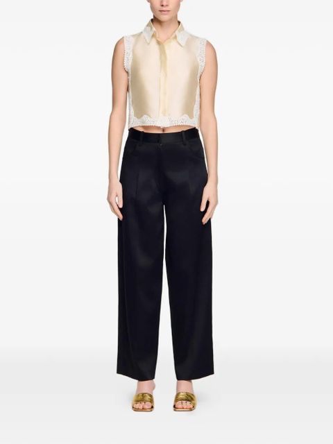 SANDRO satin trousers - Black