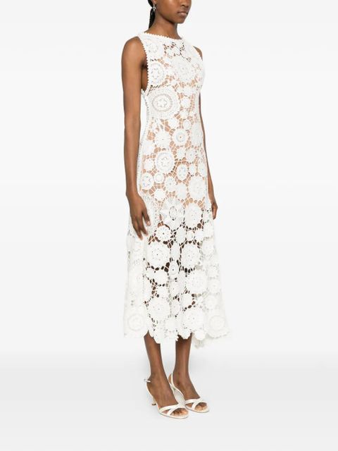 Self-Portrait crochet-floral maxi dress - White