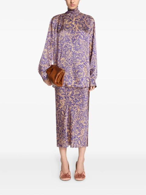 DRIES VAN NOTEN printed silk top - Purple