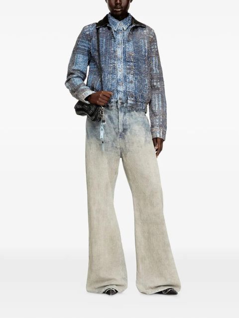 Diesel De-Ateli prince of wales leather collar jacket - Blue - zdjęcie produktu nr 2