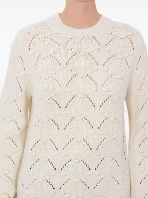 LouLou de Saison Cleyde crochet seashell motif sweater - Neutrals