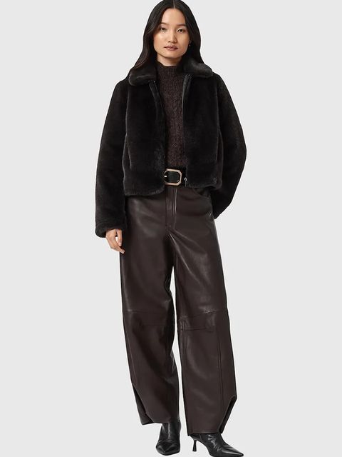 AllSaints kurtka kolor brązowy przejściowa W080OD