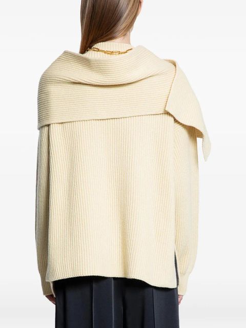Jil Sander scarf-detail draped sweater - Neutrals