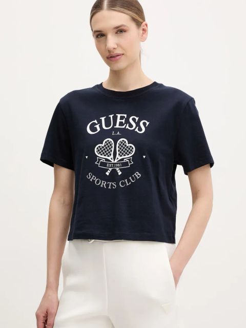 Guess t-shirt bawełniany damski kolor granatowy V5GI04 I3Z14