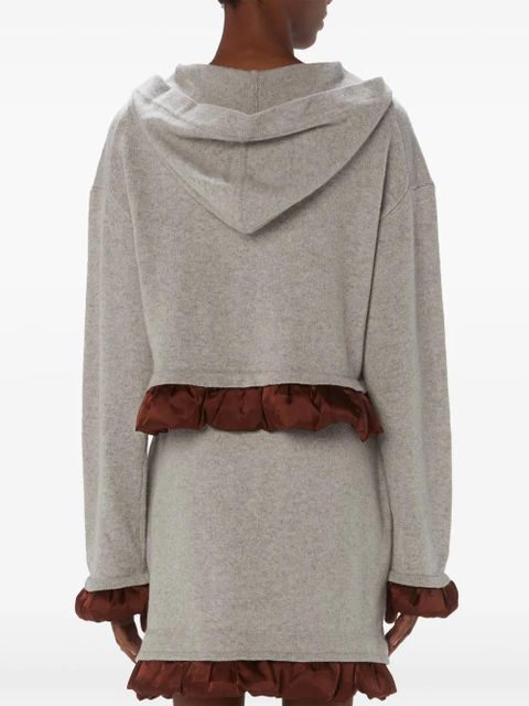 JW Anderson satin-trimmed cropped hoodie - Grey
