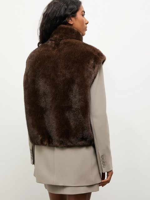 Answear.LAB bezrękawnik kolor brązowy przejściowy