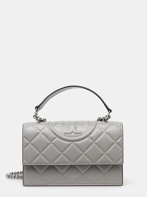 Tory Burch torebka skórzana Fleming kolor szary 164800-021