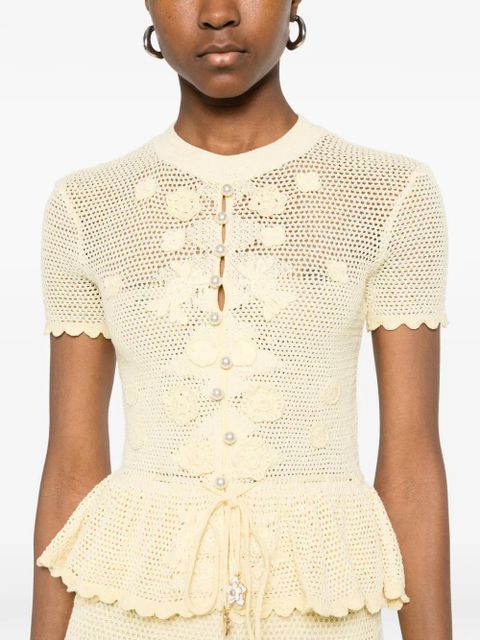 Self-Portrait floral crochet mini dress - Yellow