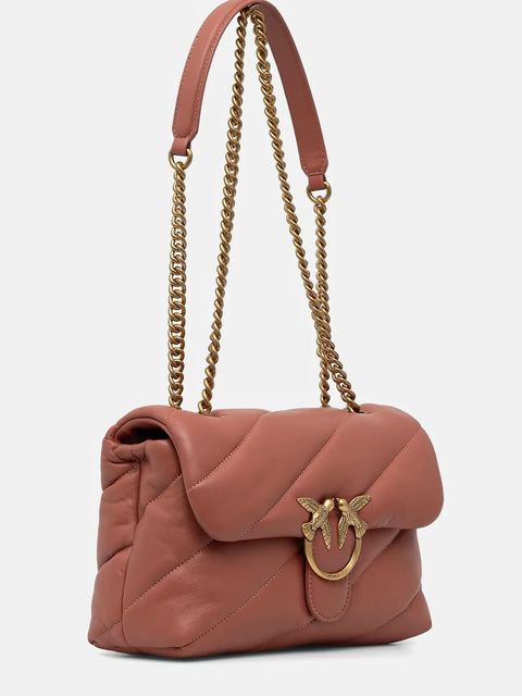 Pinko torebka skórzana kolor różowy 100038 A0F2