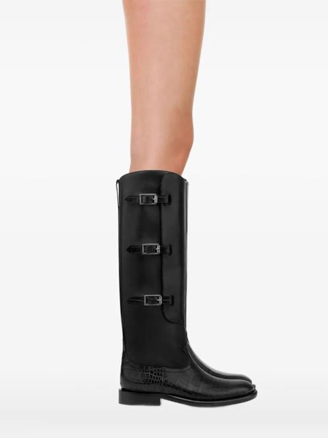 Paris Texas 20mm Montana Buckle crocodile-embossed boots - Black